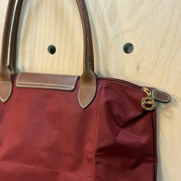 Longchamp Le Pliage Original M Tote bag Red Foldable Bordeaux Red EUC Purse - Picture 5 of 16